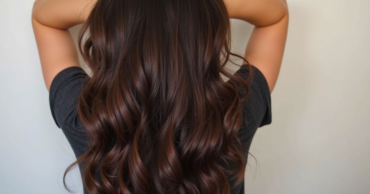 dark brown hair with highlights